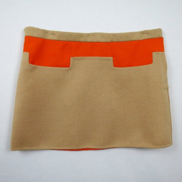 Marc Jacobs Camel and Orange Wool Micro Mini Skirt Appliqué Button Detail 4 - Picture 1 of 14